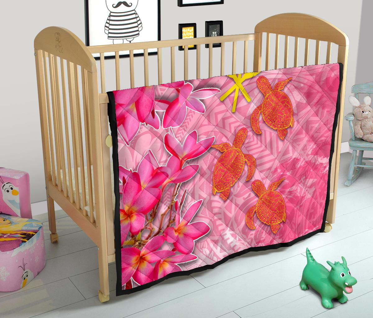 Hawaii Premium Quilt - Polynesian Pink Plumeria Turtle - Polynesian Pride