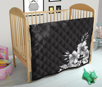 Black n White Hibiscus Premium Quilt - Polynesian Pride