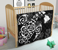 Turtle Hibiscus Map White Premium Quilt - Polynesian Pride