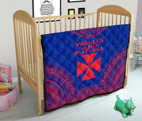 Wallis And Futuna Premium Quilt - Wallis And Futuna Coat Of Arms Polynesian Chief Dark BLue Version - Polynesian Pride