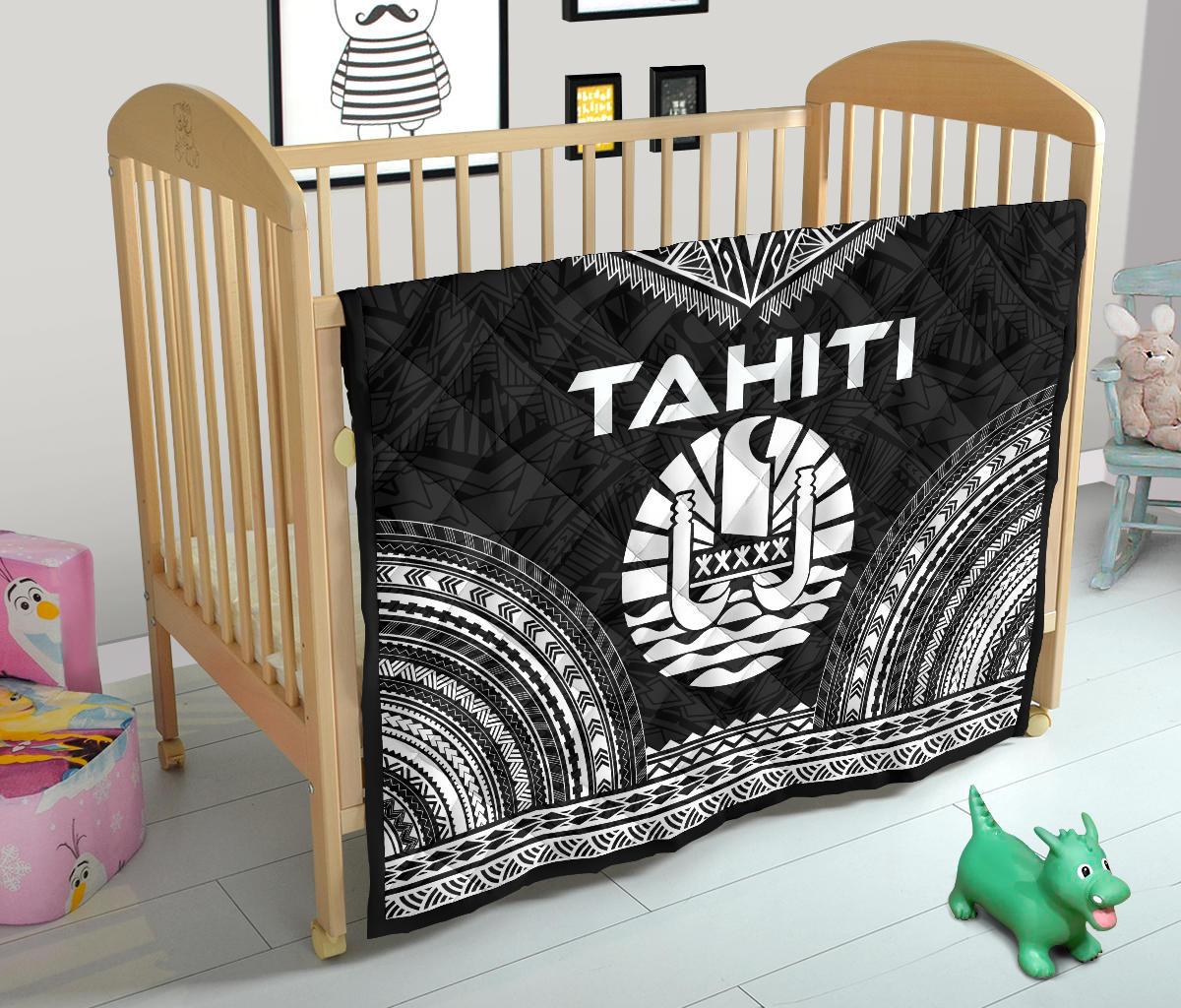 Tahiti Premium Quilt - Tahiti Flag Polynesian Chief Black Version - Polynesian Pride
