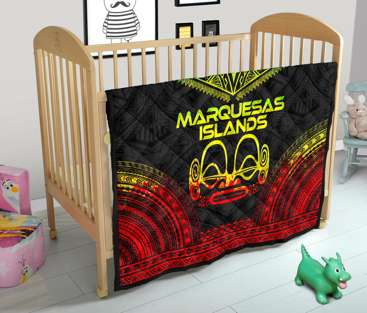Marquesas Islands Premium Quilt - Marquesas Islands Tiki Face Polynesian Chief Reggae Version - Polynesian Pride