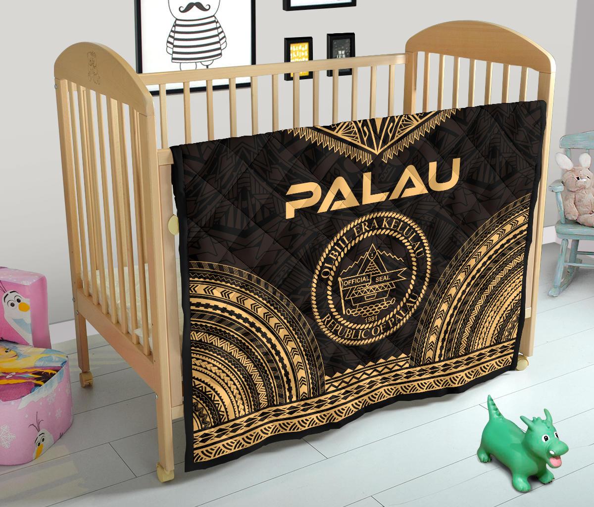 Palau Premium Quilt - Palau Seal Polynesian Chief Gold Version - Polynesian Pride