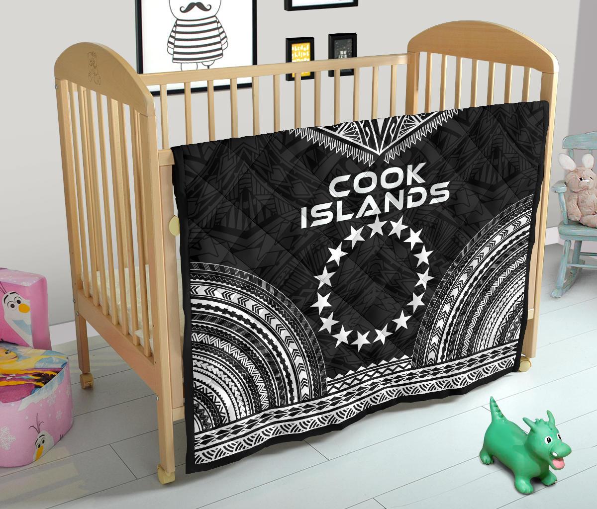 Cook Islands Premium Quilt - Cook Islands Flag Polynesian Chief Black Version - Polynesian Pride