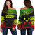 Gambier Islands Polynesian Chief Women's Off Shoulder Sweater - Reggae Version Art - Polynesian Pride