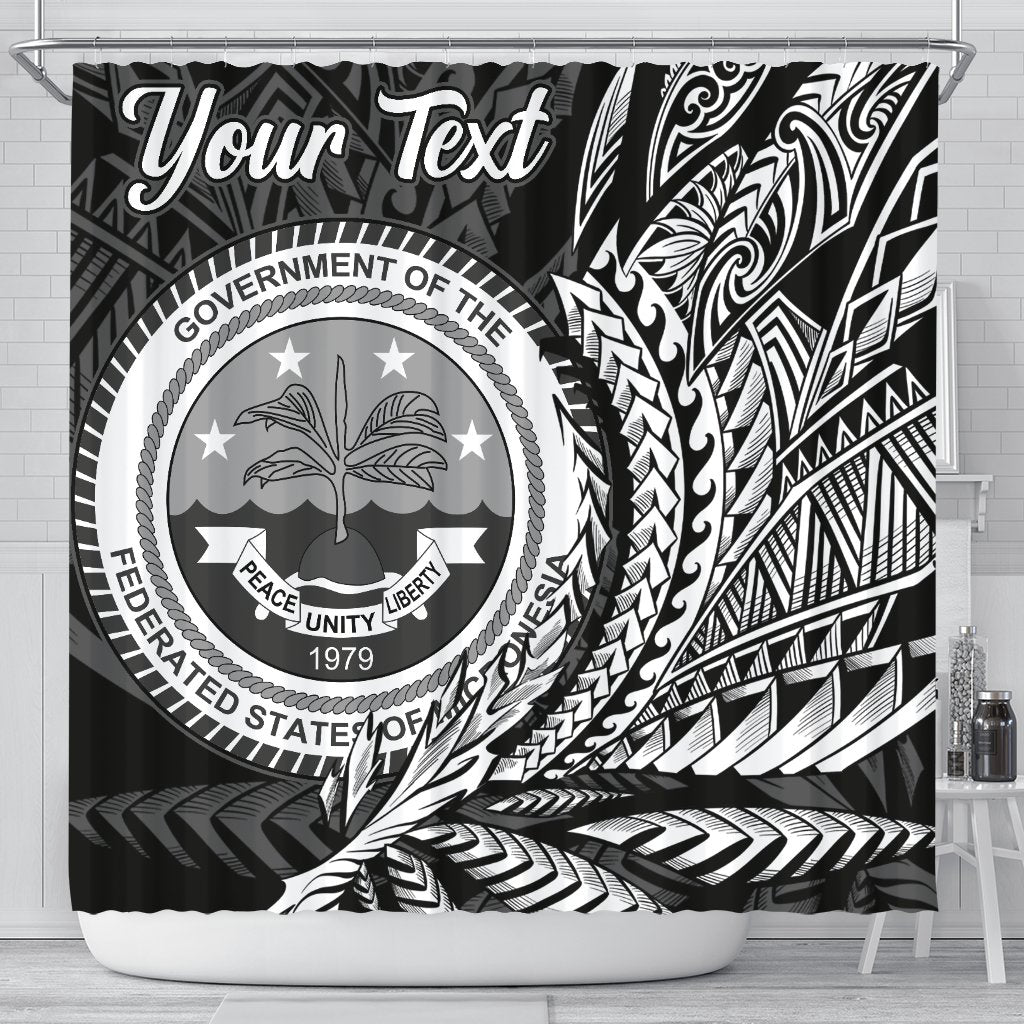 Federated States of Micronesia Shower Curtains - Custom Personalised Wings Style 177 x 172 (cm) Black - Polynesian Pride