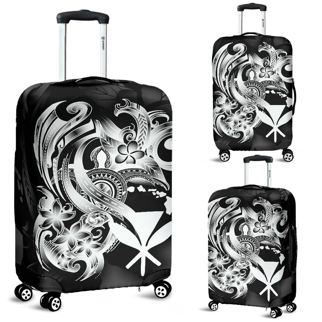 Polynesian Hawaii Luggage Covers - Kanaka Maoli White Turtle Black - White - Polynesian Pride