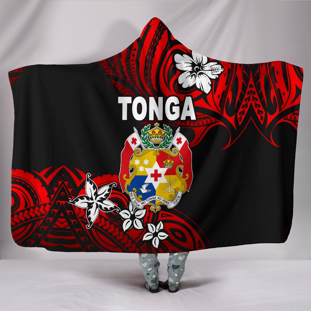 Mate Ma'a Tonga Rugby Hooded Blanket Polynesian Unique Vibes - Red Hooded Blanket - Polynesian Pride