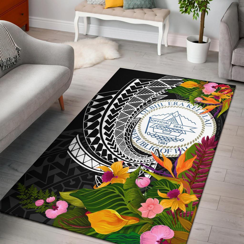 Palau Area Rug - Seal Spiral Polynesian Patterns Black - Polynesian Pride