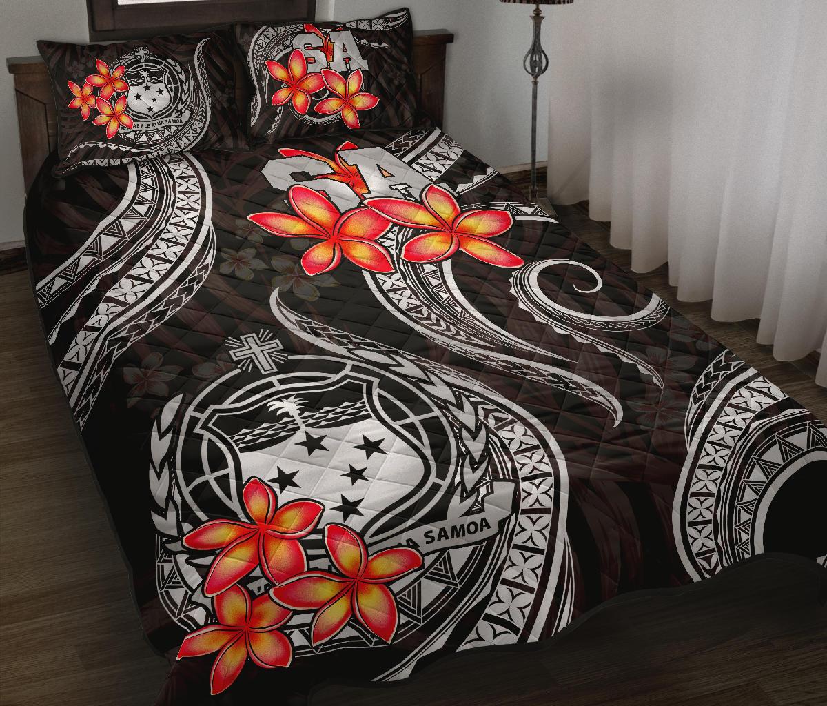 Samoa Polynesian Quilt Bed Set - White Plumeria WHITE - Polynesian Pride