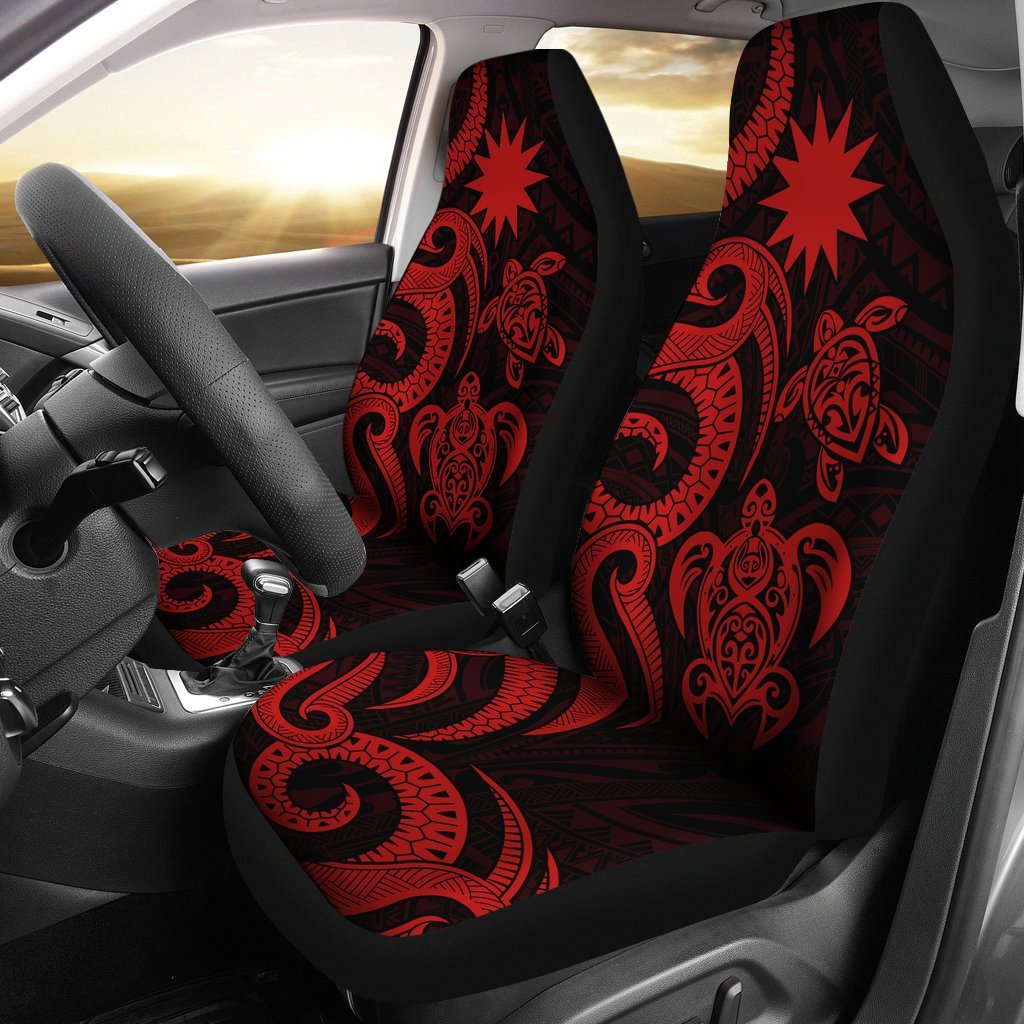 Nauru Car Seat Covers - Red Tentacle Turtle Universal Fit Red - Polynesian Pride