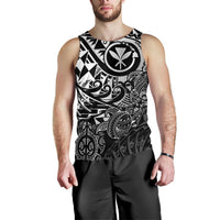 Polynesian Hawaii (Kanaka Maoli) Men's Tank Top - Black Turtle Hibiscus Flowing - Polynesian Pride
