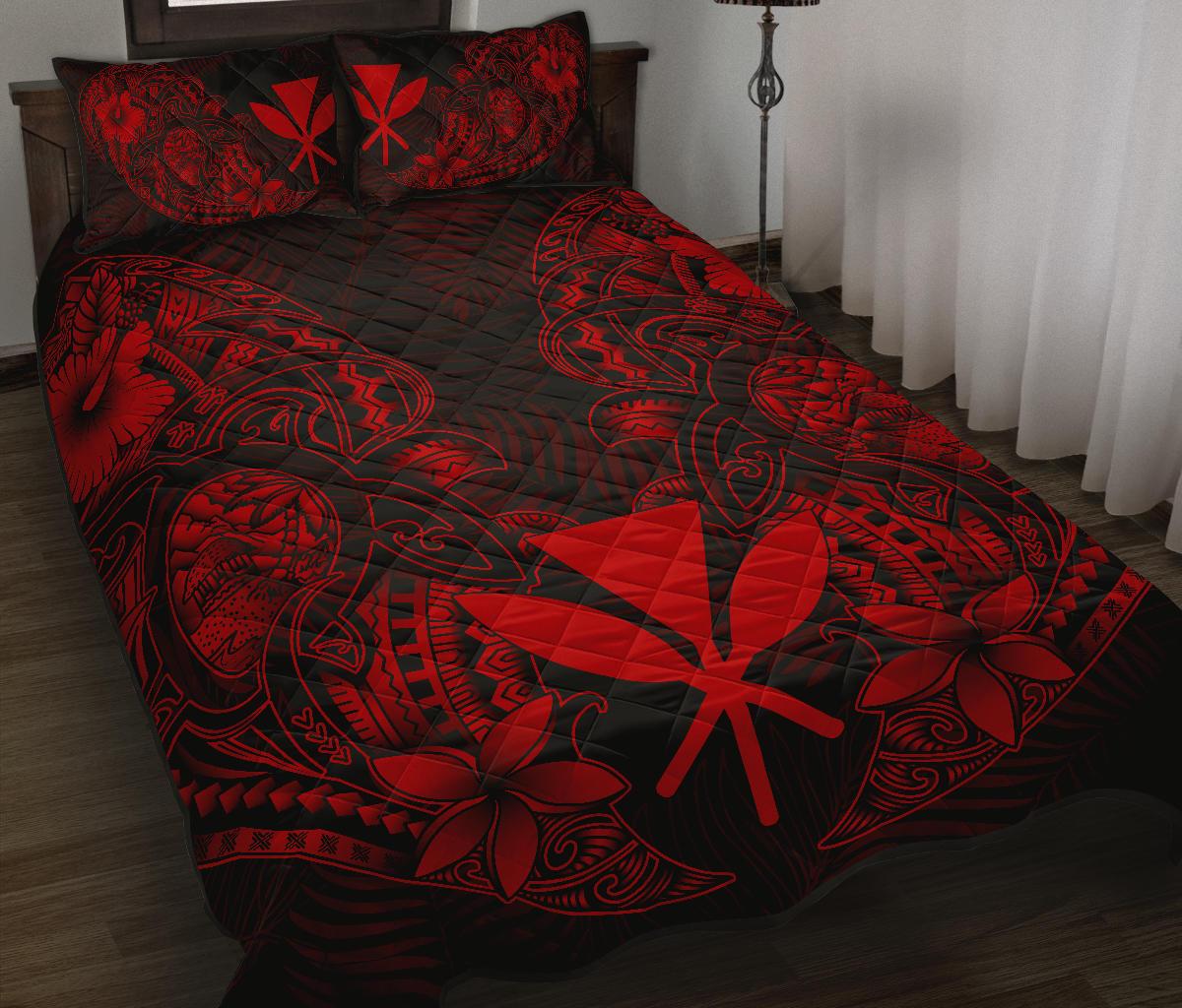 Polynesian Hawaii (Kanaka Maoli) Quilt Bed Set - Red Turtle Homeland RED - Polynesian Pride