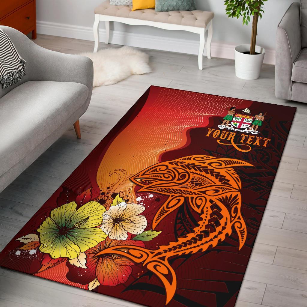 Fiji Custom Personalised Area Rugs - Tribal Tuna Fish Black - Polynesian Pride