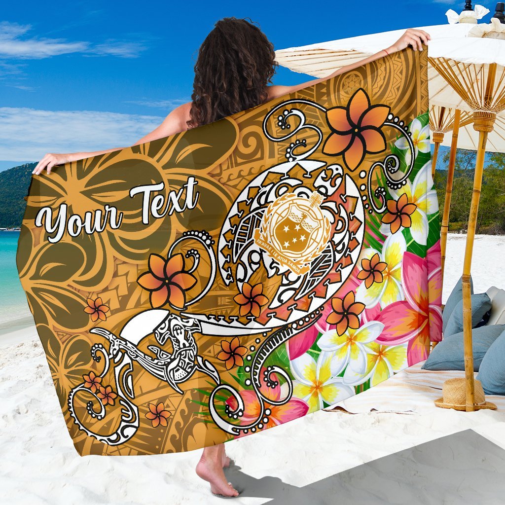 Samoa Custom Personalised Sarong - Turtle Plumeria (Gold) One Style One Size Gold - Polynesian Pride