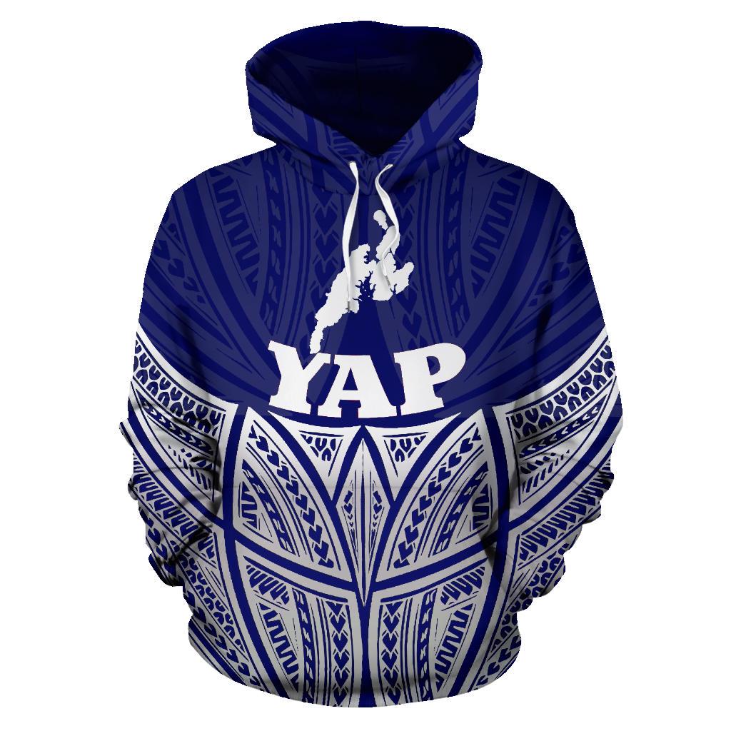 Yap Polynesian Hoodie Blue Pride Map nd Seal - Polynesian Pride