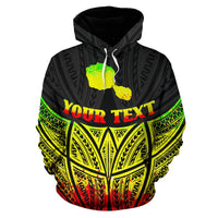 Tahiti Polynesian Custom Hoodie Reggae Pride Map nd Seal - Polynesian Pride