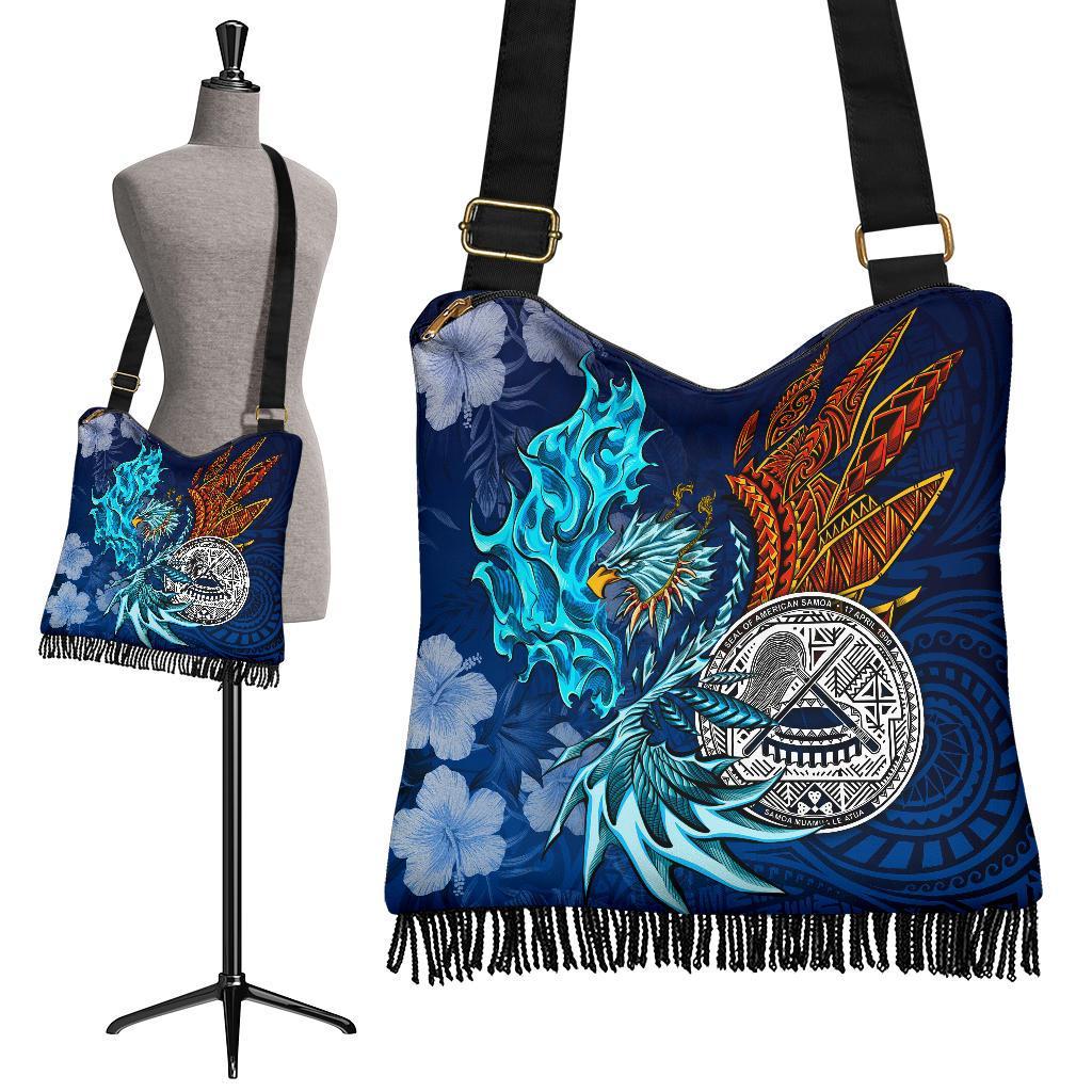 American Samoa Polynesian Boho Bag - Blue Polynesian Eagle One Style One Size Blue - Polynesian Pride