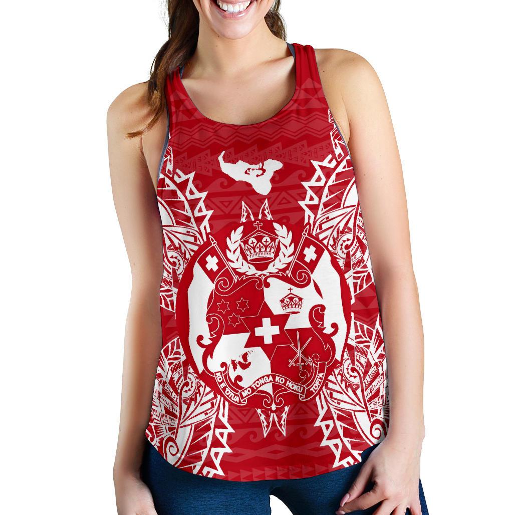 Tonga Polynesian Women Tank Top Map Red White Red - Polynesian Pride