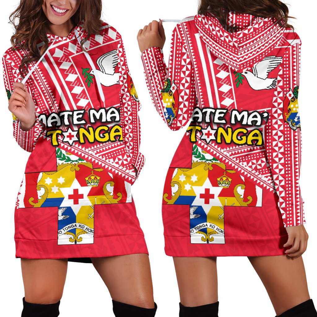 Mate Ma'a Tonga Women Hoodie Dress Coat Of Arms Red - Polynesian Pride