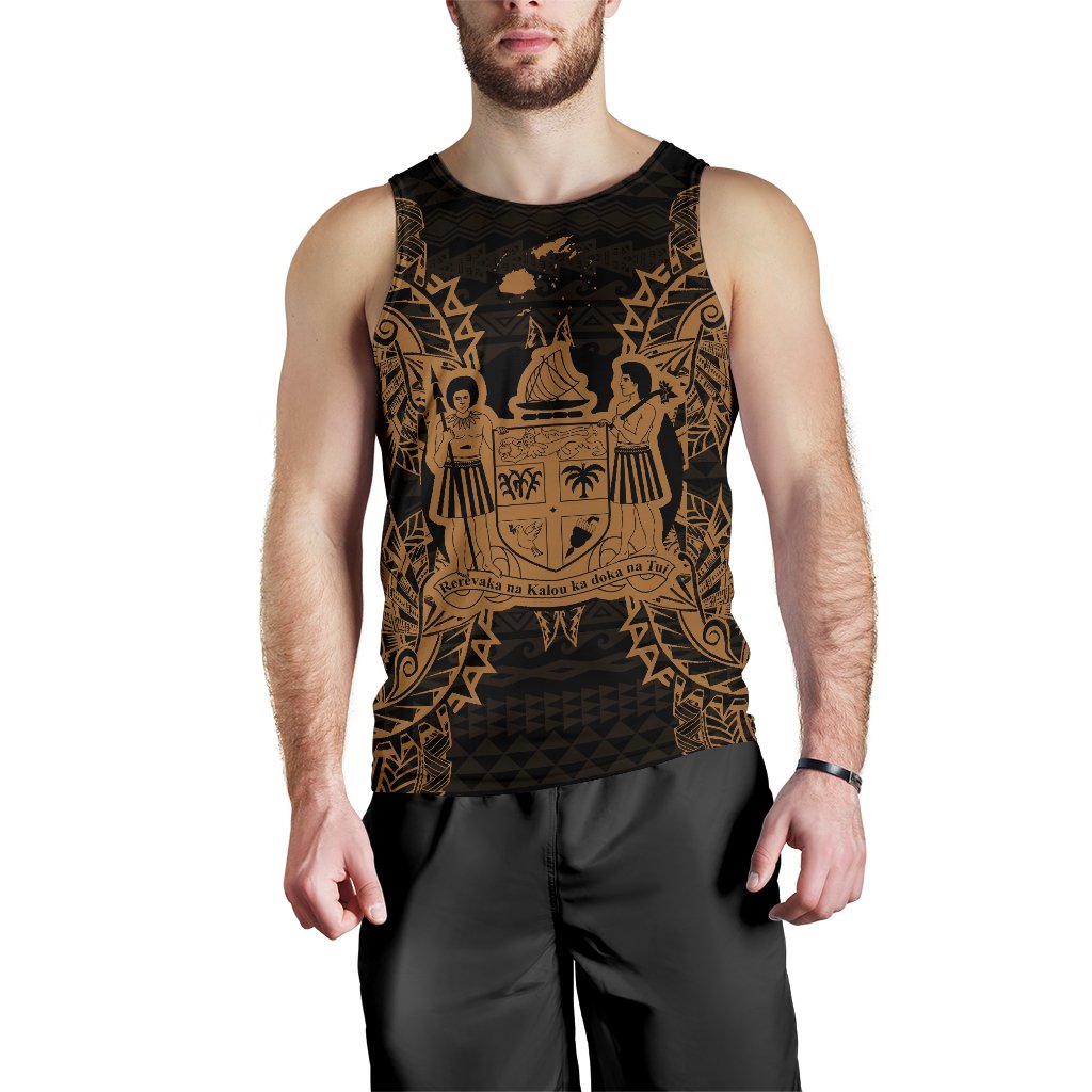 Fiji Polynesian Men Tank Top Map Gold Gold - Polynesian Pride