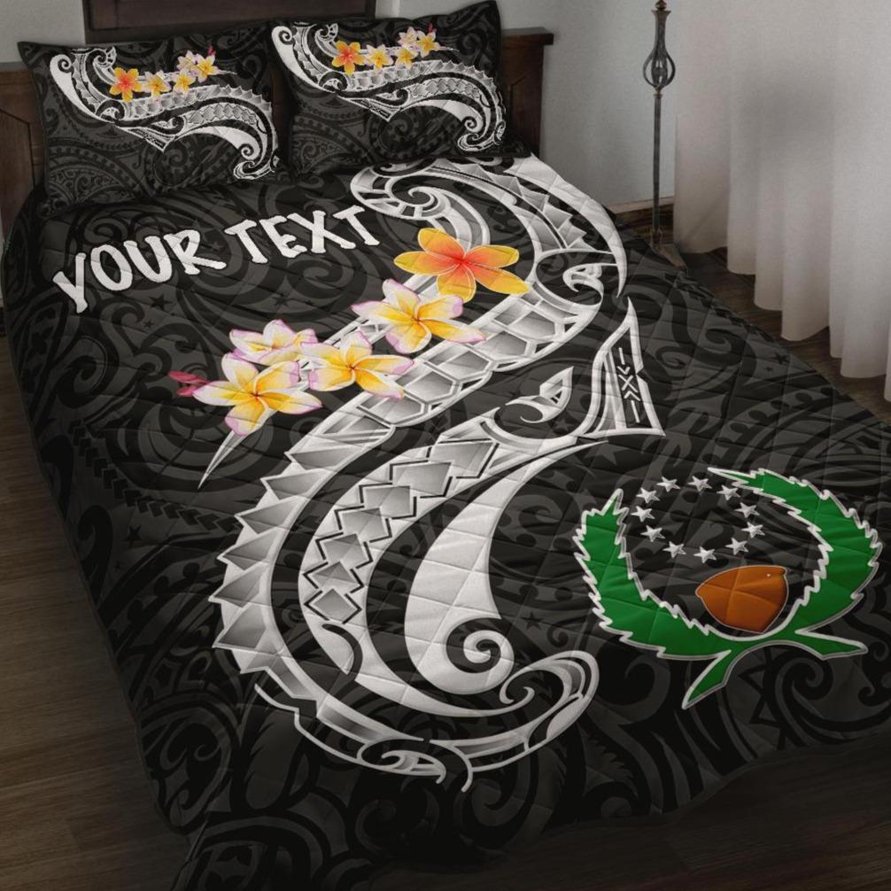 Pohnpei Custom Personalised Quilt Bed Set - Pohnpei Seal Polynesian Patterns Plumeria (Black) Black - Polynesian Pride