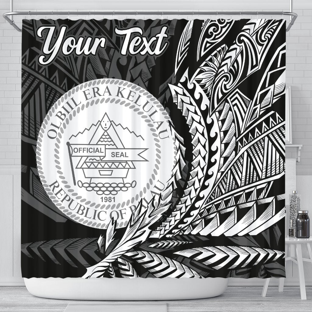 Palau Shower Curtains - Custom Personalised Wings Style 177 x 172 (cm) Black - Polynesian Pride