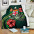 Fiji Polynesian Premium Blanket - Green Turtle Hibiscus White - Polynesian Pride