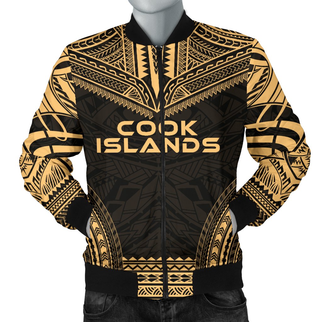 Cook Islands Polynesian Chief Men's Bomber Jacket - Gold Version Gold - Polynesian Pride