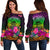 American Samoa Women's Off Shoulder Sweater - Summer Hibiscus Art - Polynesian Pride