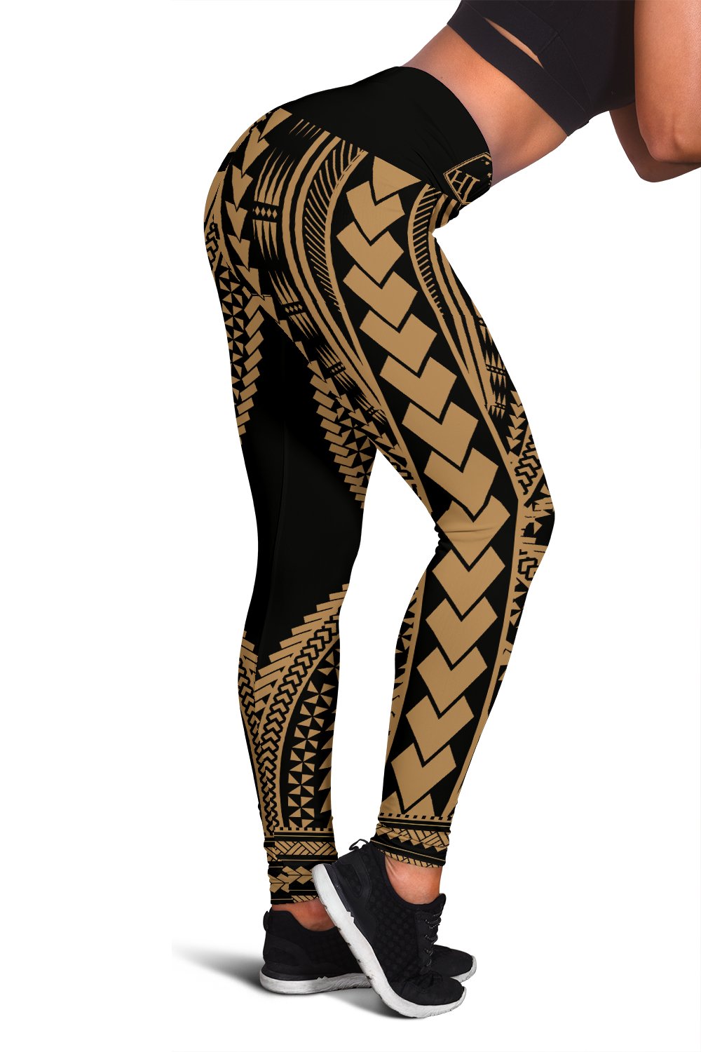 Hawaii Polyneisan Gold Color Special Tribal Women's Leggings White - Polynesian Pride