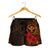 Polynesian Hawaii Kanaka Maoli Women's Shorts - Humpback Whale with Hibiscus (Golden) - Polynesian Pride