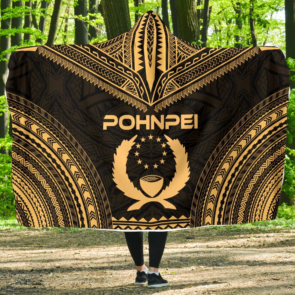 Pohnpei Polynesian Chief Hooded Blanket - Gold Version Hooded Blanket Gold - Polynesian Pride