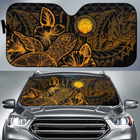 Northern Mariana Islands Auto Sun Shades Turtle Hibiscus Gold Auto Sun Shade Universal Fit Gold - Polynesian Pride