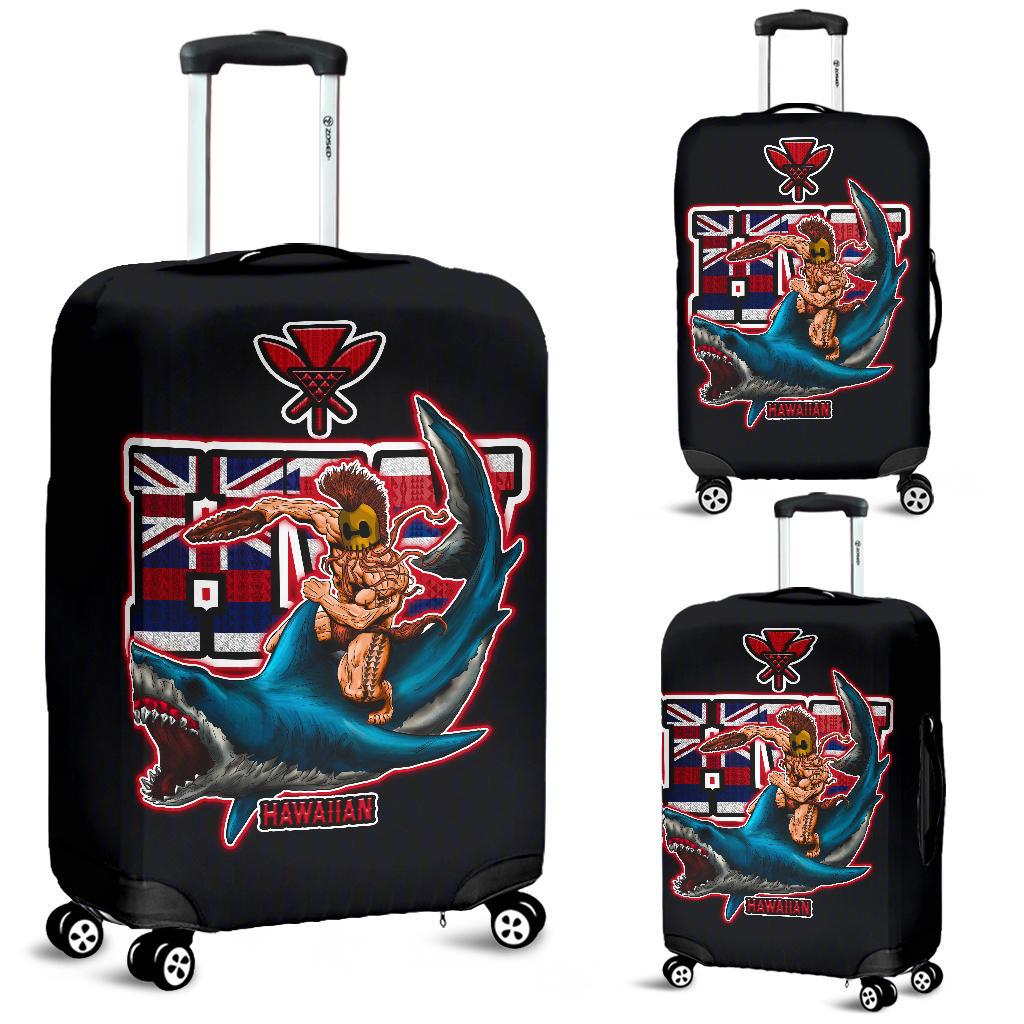 Polynesian Hawaii Luggage Covers - Shark Warrior Black - Polynesian Pride