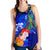 Polynesian Hawaii Women's Racerback Tank - Humpback Whale with Tropical Flowers (Blue) - Polynesian Pride