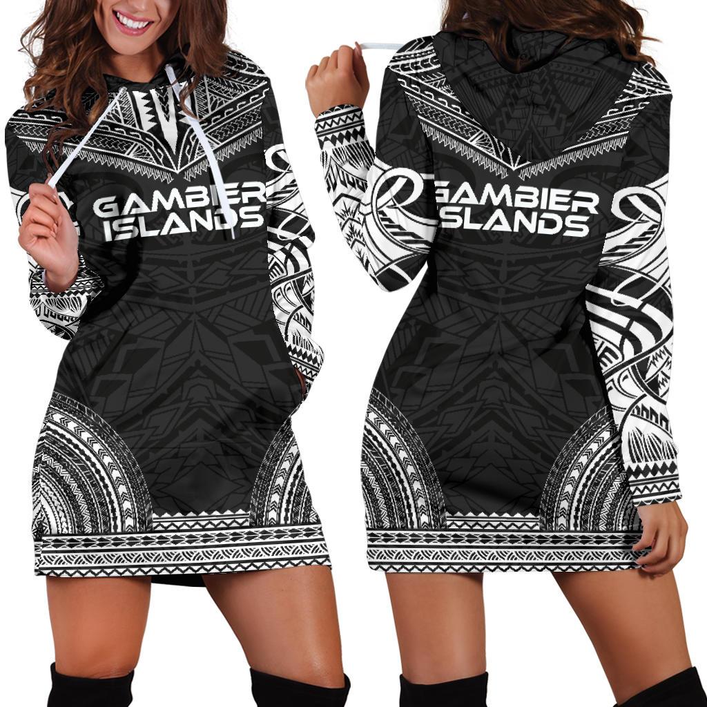 Gambier Islands Women's Hoodie Dress - Polynesian Black Chief Black - Polynesian Pride