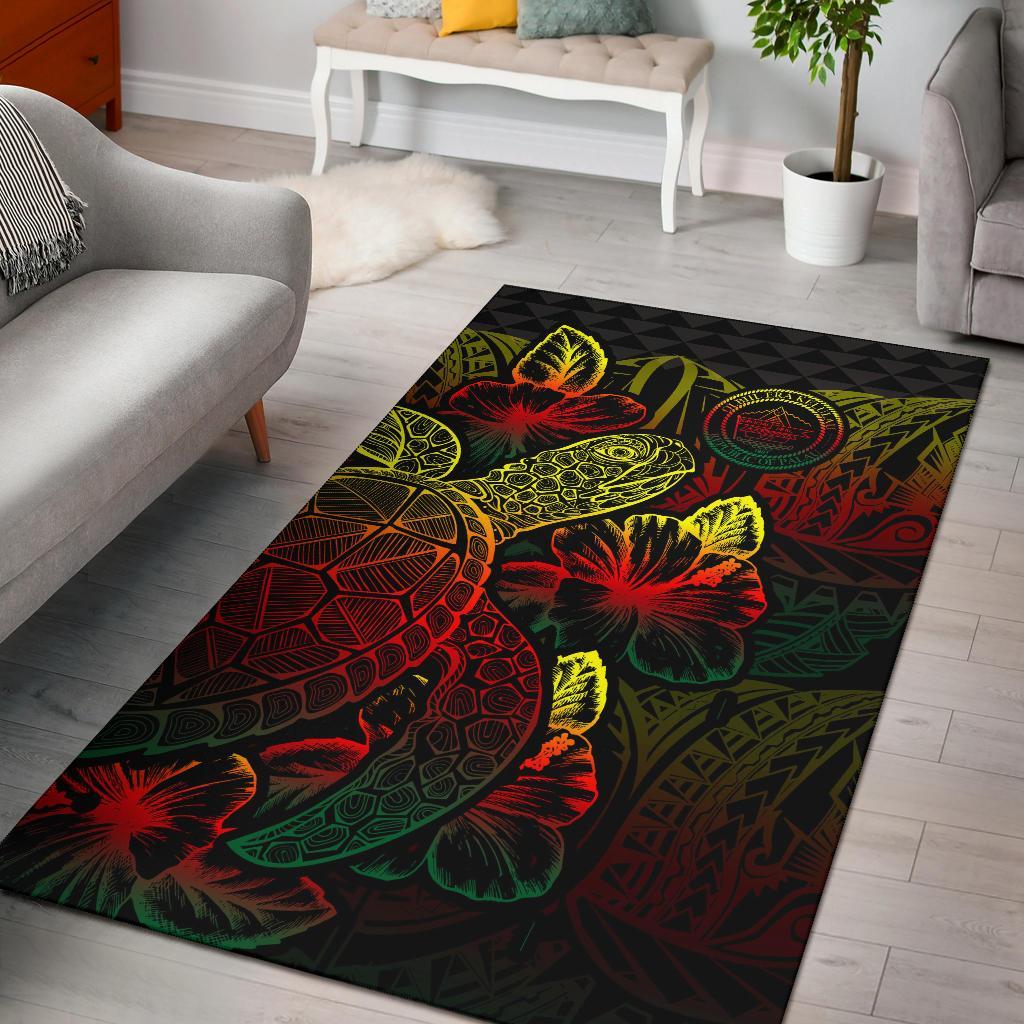 Palau Area Rugs Turtle Hibiscus Reggae Reggae - Polynesian Pride