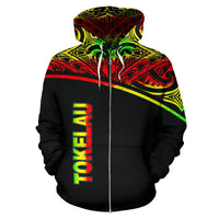 Tokelau Polynesian All Over Zip up Hoodie Reggae Curve - Polynesian Pride