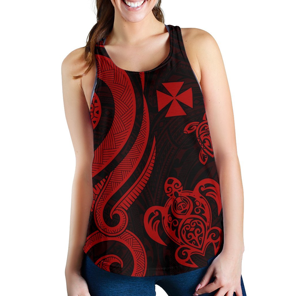 Wallis and Futuna Women's Racerback Tank - Red Tentacle Turtle - Polynesian Pride