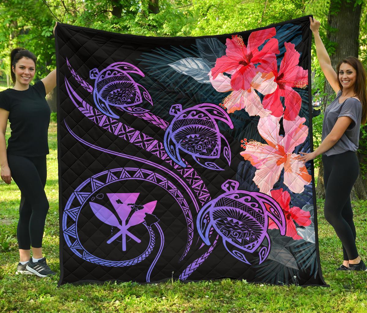 Hawaii Turtle Polynesian Tropical Premium Quilt - Cora Style Pink Pink - Polynesian Pride