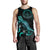 Palau Polynesian Men Tank Top - Turtle With Blooming Hibiscus Tuquoise - Polynesian Pride