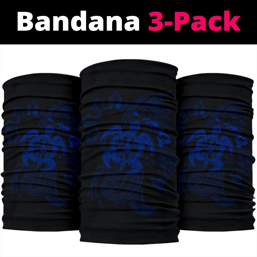 Hawaii Turtle Map Polynesian Bandana 3-Pack - Blue - Polynesian Pride
