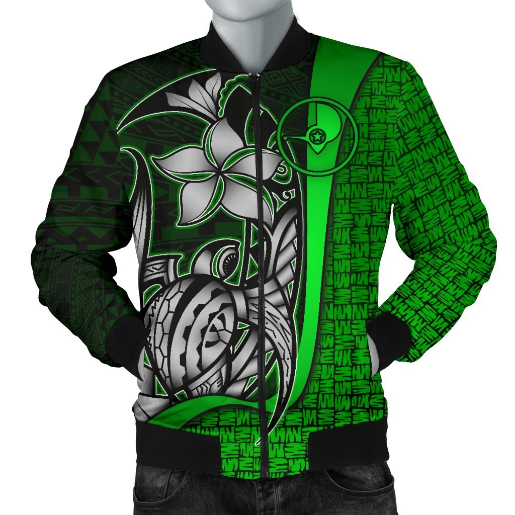 Yap Micronesia Men's Bomber Jackets Green - Turtle With Hook Green - Polynesian Pride