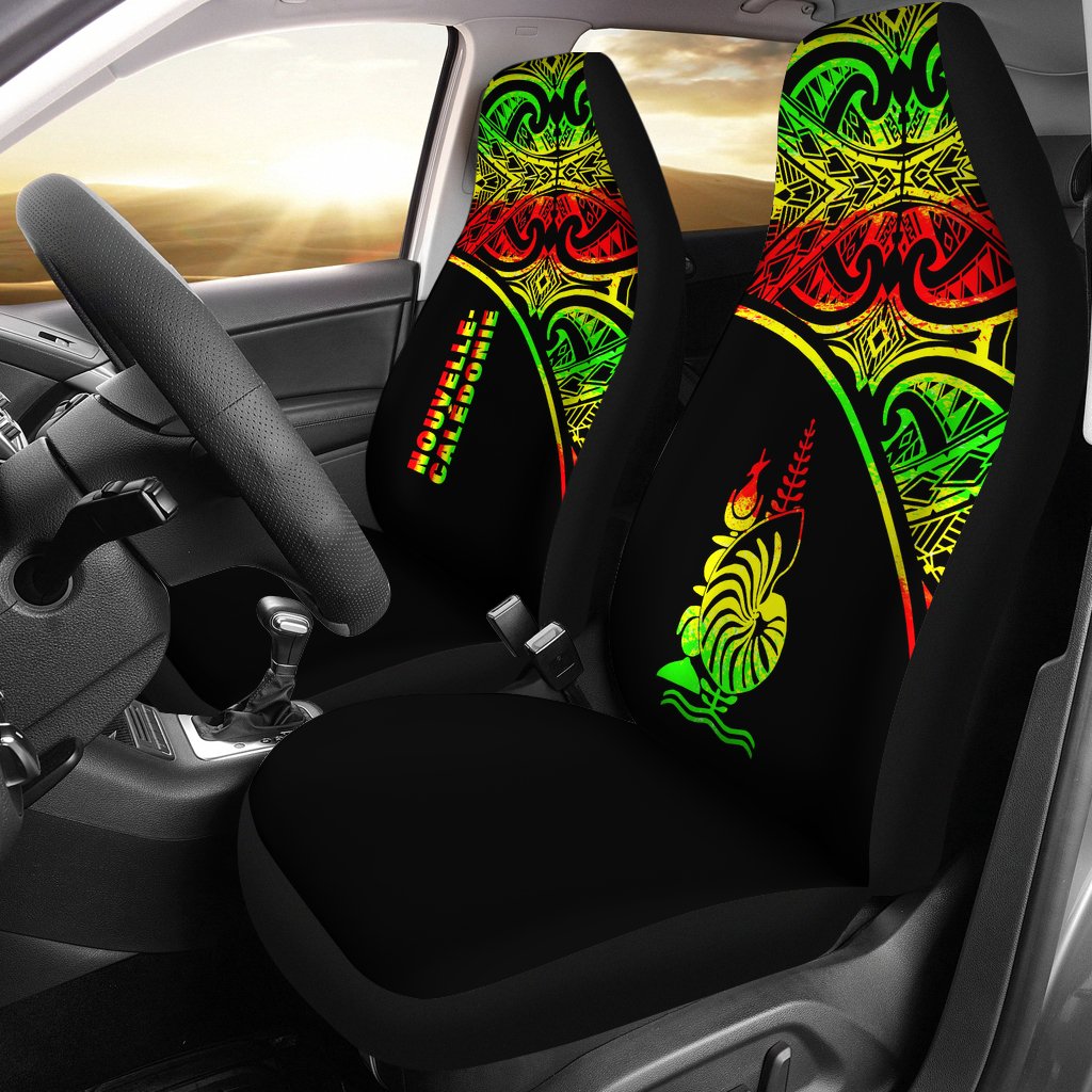 New Caledonia Car Seat Covers - New Caledonia Coat Of Arms Polynesian Reggae Curve Universal Fit Reggae - Polynesian Pride