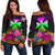 Wallis and Futuna Women's Off Shoulder Sweater - Summer Hibiscus Art - Polynesian Pride