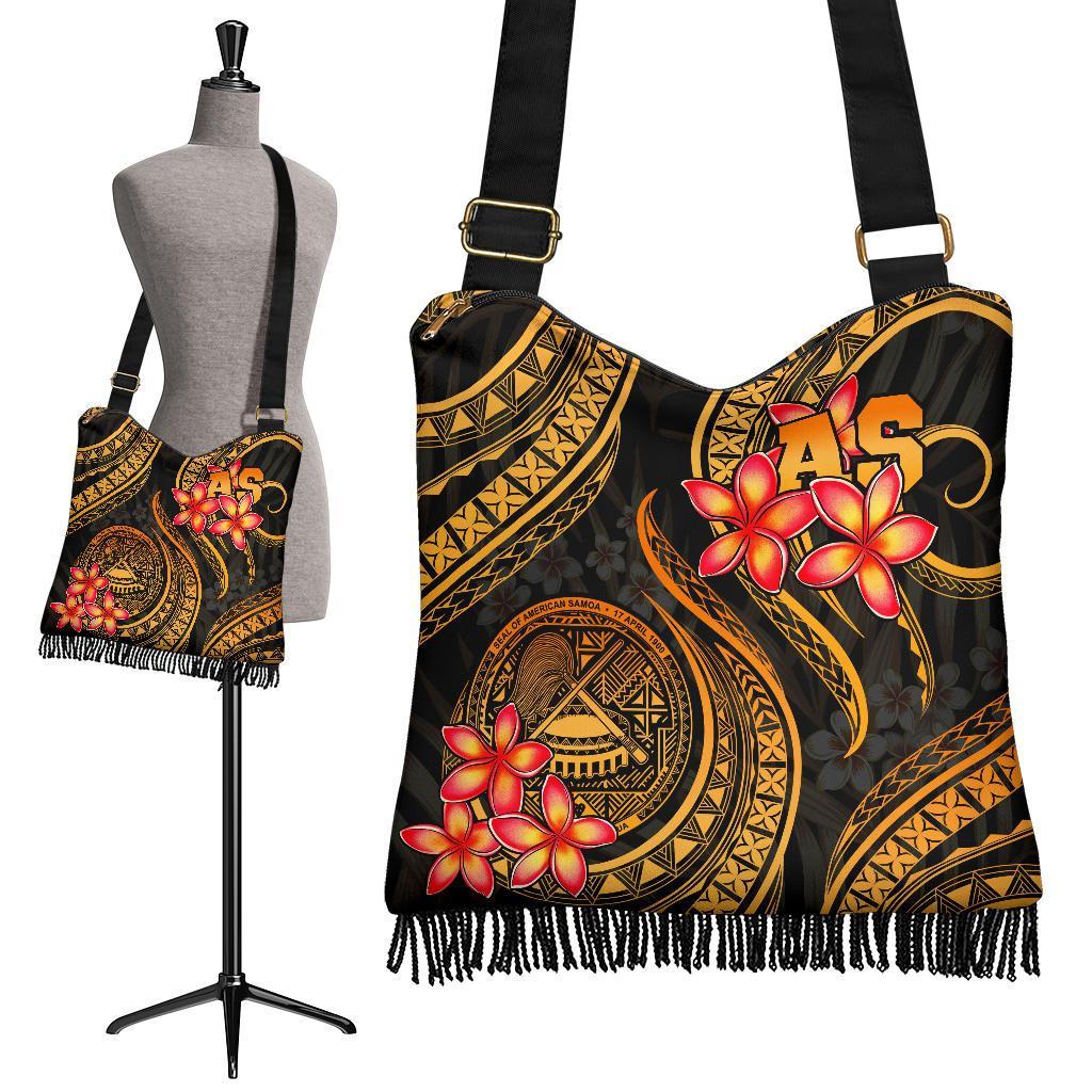 American Samoa Polynesian Boho Handbag - Gold Plumeria BOHO HANDBAG One Size GOLD - Polynesian Pride