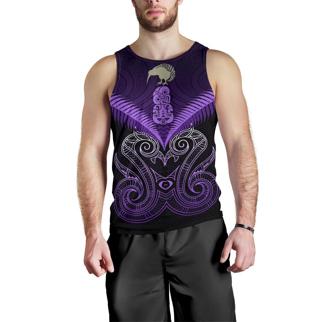 Maori Manaia New Zealand Men Tank Top Purple Purple - Polynesian Pride