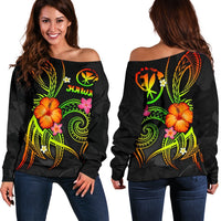 Polynesian Hawaii Off Shoulder Sweater - Legend of Kanaka Maoli (Reggae) - Polynesian Pride