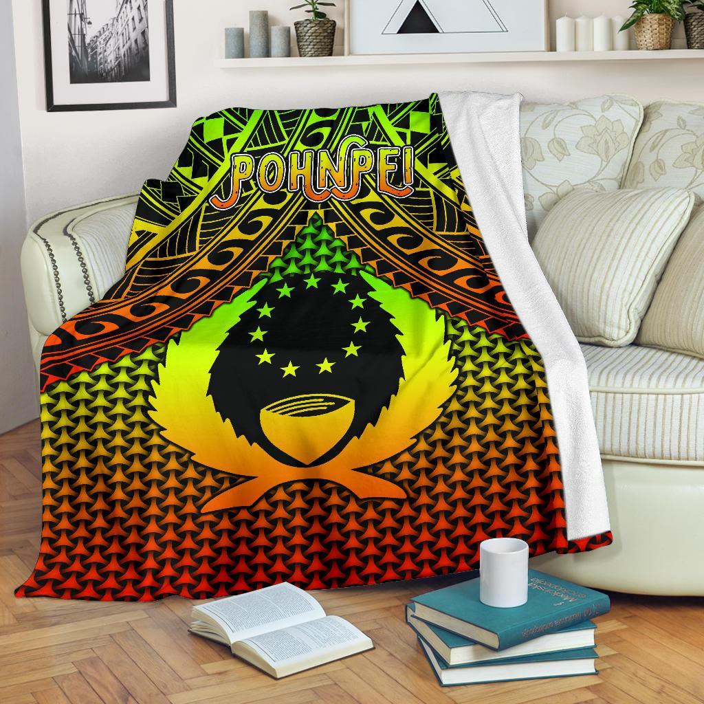 Polynesian Pohnpei Premium Blanket - Reggae Vintage Polynesian Patterns White - Polynesian Pride